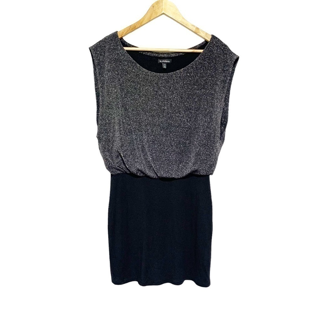 Le Chateau Shimmer Top Black Skirt Mini Dress Size M